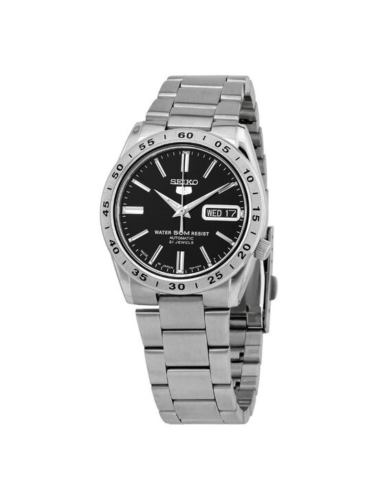 NWT Seiko Automatic Black Dial Stainless Steel Men\'s Watch